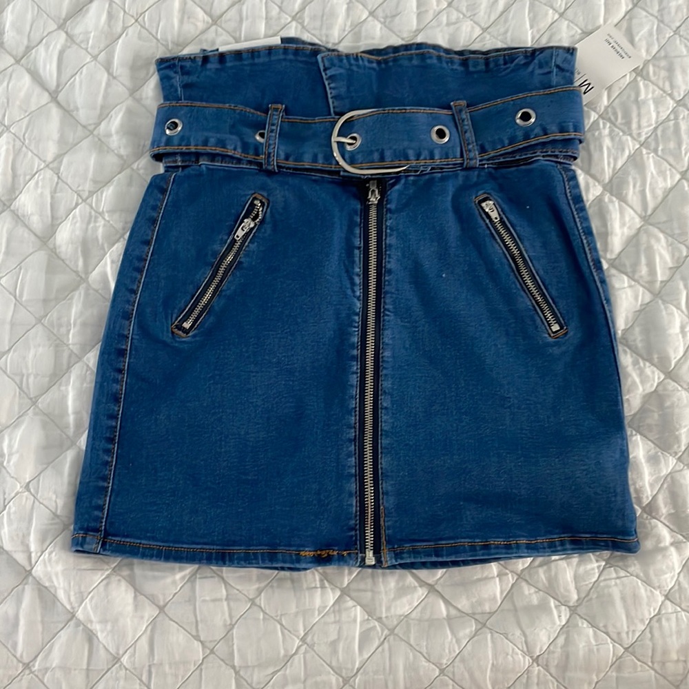 High rise American bazi denim skirt